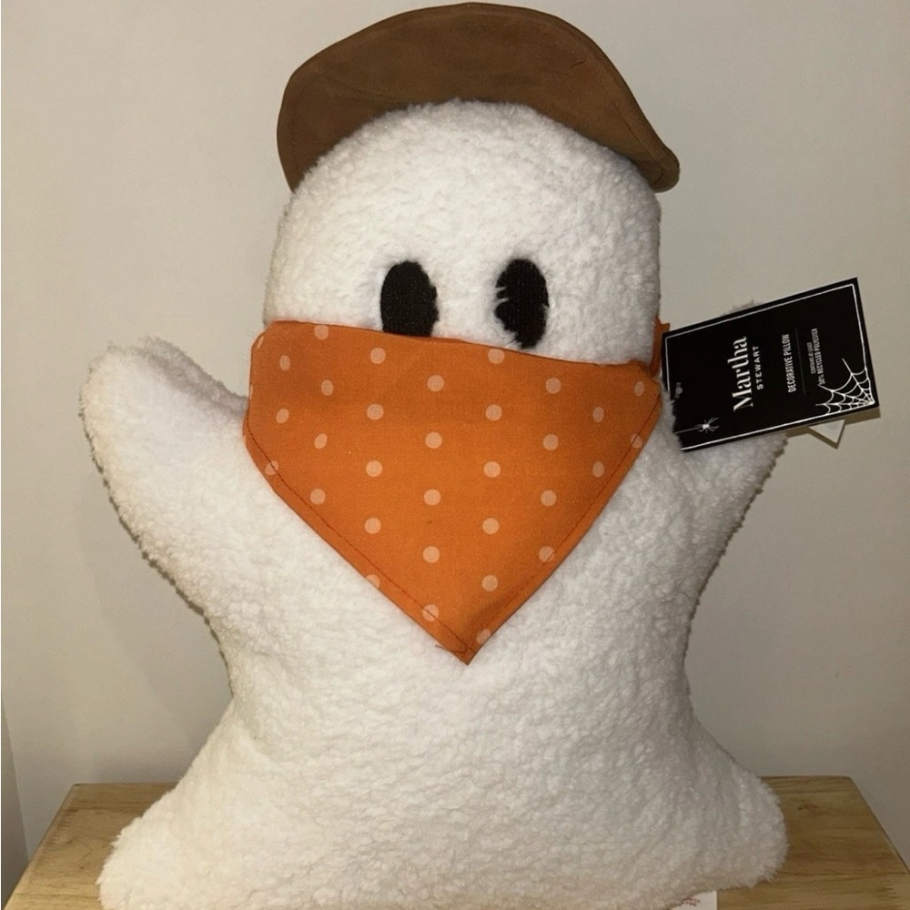 Martha Stewart White Plush Cowboy Ghost - Orange Brown Western Bandana Halloween